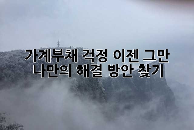 가계부채 걱정, 이젠 그만! 나만의 해결 방안 찾기